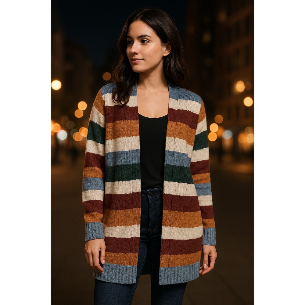 American Eagle Open Cardigan Sweater Striped Medium Boho Cottagecore Grandmacore